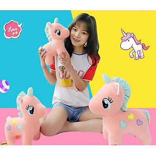 Thú nhồi bông kỳ lân hoạ tiết tim - Size 22cm - Màu ngẫu nhiên - Quà tặng gấu bông ngựa kỳ lân Unicorn đáng yêu.