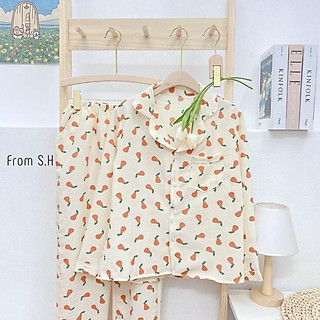 Bộ đồ ngủ nữ, bộ đồ pizama dài tay (bộ pijama dài tay) chất liệu xốp đũi Hàn mềm