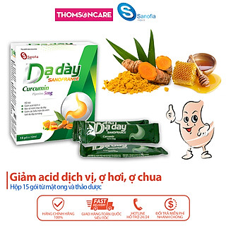 Dạ dày Sanofrance Curcumin Sanofia - Hỗ trợ giảm acid dịch vị, ợ chua, trào ngược dạ dày từ thảo dược - Hộp 15 gói Thomsoncare