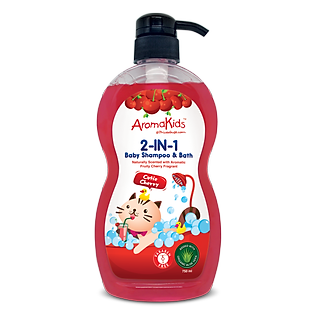 Sữa tắm gội cho bé; sữa tắm bé;sữa tắm gội 2in1;sữa tắm gội 2in1 AromaKids-Hương cherry, 750ml/chai