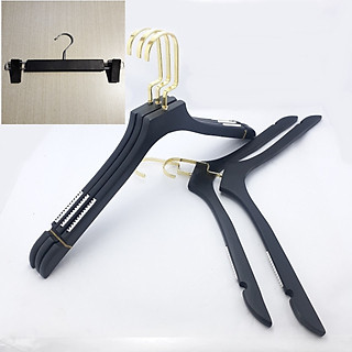 Sét 30 Móc Treo Áo Bằng Gỗ Sơn Đen Có Đệm LUXURY (Tặng 30 Kẹp Quần Đen)