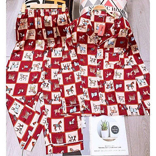 Pijama lụa hàn- Quần dài tay dài có túi