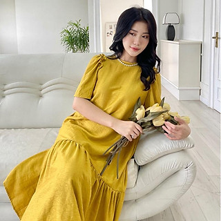 LISA DRESS Đầm suông tay phồng nhũ