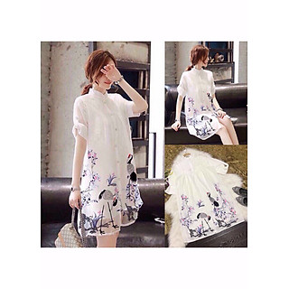 Đầm Voan Suông 2 Lớp In Họa Tiết Thời Trang