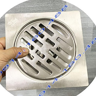 Phễu thoát sàn AG-TS77 15x15cm D60, phễu thoát sàn SUS304 đúc liền