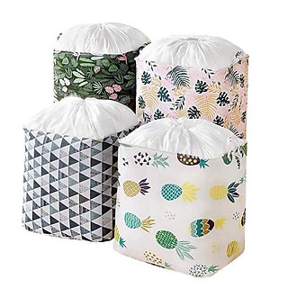 Túi Vải Đựng Chăn Màn Khung Thép Chăc Chắn Đựng Quần Áo Có Dây Rút Gấp Gọn 100L