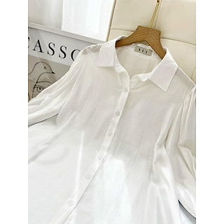 Áo sơ mi trắng tay nhún sang trọng, dễ phối đồ freesize