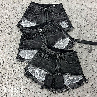 quần sooc bò đính đá