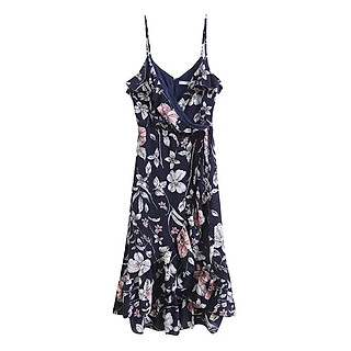 Đầm dây voan hoa dáng midi xuất xịn