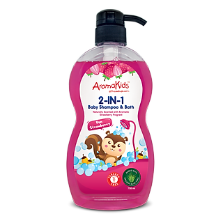 Sữa tắm gội cho bé; sữa tắm bé;sữa tắm gội 2in1;sữa tắm gội 2in1 AromaKids-Hương dâu, 750ml/chai