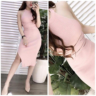 LH08 - Đầm Body Cổ Yếm Dây Đan Eo
