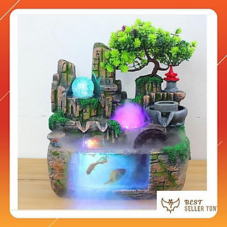 Hồ cá thác nước phong thủy có tạo khói cao cấp