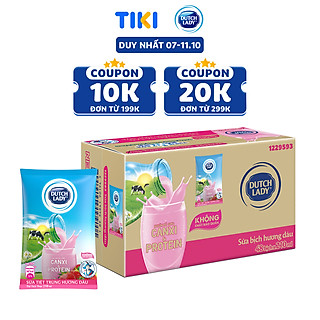 Thùng 48 Bịch Sữa Tiệt Trùng Dutch Lady Cô Gái Hà Lan Dâu (48X210ml)