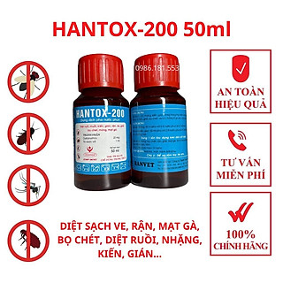 Thuốc Trừ Ruồi Diệt Mạt HANTOX - 200 Lọ 50ml Hàng Chính Hãng Diệt Ve Và Bọ Chét Chó Mèo, Mạt Gà