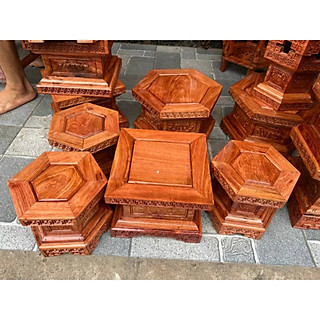 Đôn vuông triện hoa sen gỗ Hương đá dùng kê tượng, kê bonsai , kê đồ phong thuỷ