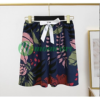 Quần lanh lụa ĐÙI CỘC ống rộng mềm mát, rộng rãi, thoáng mát, hoạ tiết trang nhã mặc nhà mùa hè