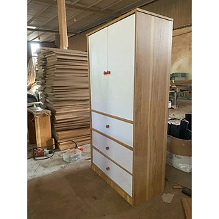 Tủ Đựng Quần Áo, Kệ Treo Đồ 4 Ngăn Kéo 2 Cánh Mở Gỗ MDF