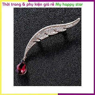 Cài áo thời trang hình lông vũ cách điệu đính đá GC73