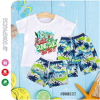 Bộ quần áo đi biển nổi bật chất thun dày dặn đủ size cho gia đình cặp đôi hội nhóm DDB127