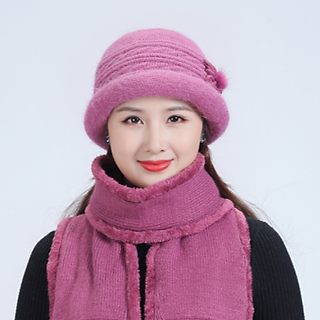 bộ mũ len kèm khăn cao cấp phong cách Hàn cho mẹ, khăn mũ len cho người trung tuổi