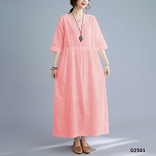 Đầm suông thô đũi thắt eo cổ khoét chữ V thời trang, hiện đại.