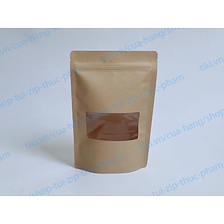 50 Cái Túi Zip Giấy Cửa Sổ - Túi zip giấy kraft (craft) đáy đứng - Túi Đựng Thực Phẩm Khô - size