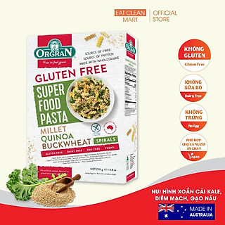 Nui hình xoắn lúa mạch, diêm mạch, hạt kê Orgran - Super Food Pasta Spiral Millet Quinoa Buckwheat 250g