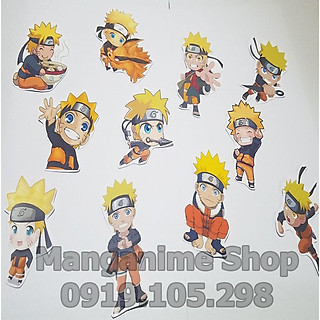 Bộ 11 sticker Naruto chibi decal bóc dán siêu cute