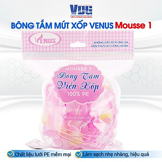 Combo 2 Bông tắm tròn cao cấp Venus Mousse 1-Tạo bọt nhiều, tấy da chết, thẩm thấu sữa tắm nhiều,massge thư giãn (Giao màu ngẫu nhiên)