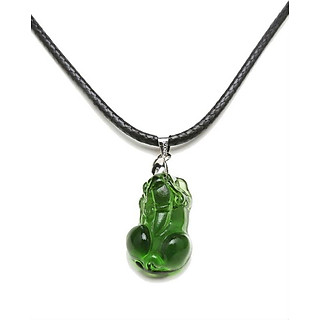 Dây Đeo Và Mặt Tỳ Hưu Mông Cong Thạch Anh Lưu Ly - Xanh Lá Cây