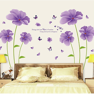 Decal dán tường Đôi hoa năm cánh tím - HP365