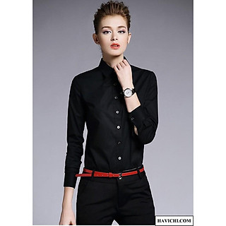 Áo sơ mi nữ đen  - Sơ mi nữ đen công sở sang trọng thoáng mát, không nhăn, dễ ủi.