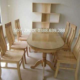 Bộ Bàn Ăn 6 Ghế gỗ Sồi , bộ bàn ăn sồi , Bộ Bàn Ăn Oval Gỗ Sồi 6 Ghế Màu Tự Nhiên