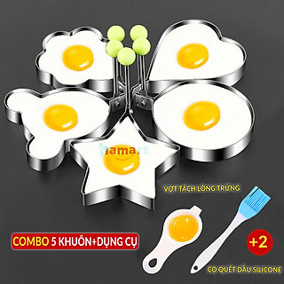 SET 5 Khuôn Chiên Trứng Ốp La INOX Rán Trứng Làm Bánh Tạo Hình Trang Trí Đồ Ăn TẶNG Dụng Cụ