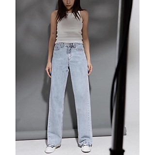 QUẦN JEANS ỐNG XUÔNG XANH WASH BẠC MERCIDENIM