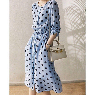 ĐẦM XÒE XANH CHẤM BI ĐEN SIÊU XINH