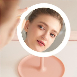 Gương Để Bàn Trang Điểm Có Đèn Led Cảm Ứng 3 Chế Độ Ánh Sáng Gương MakeUp