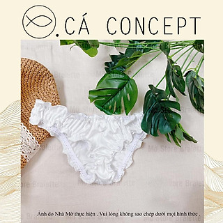 Quần lót dún trắng CÁ CONCEPT đồ lót thiết kế phi lụa lolita quần lót checkin đi biển