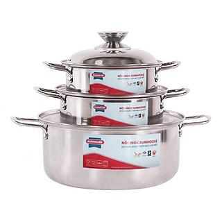 Bộ Nồi Inox 1 Đáy Sunhouse SH224