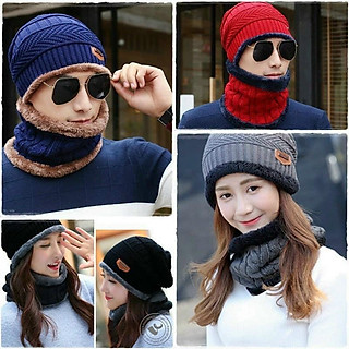 Mũ Len Nam Nữ Kèm Khăn Cổ Nón Len Kèm Khăn Quàng Cổ Người Lớn