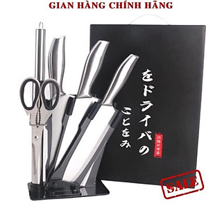 Bộ Dao Kéo 6 Món Nhật Bản Cao Cấp, Sét Dao 6 MónThép Nhật Bản Chống Gỉ Tặng Kèm Khay Để bán buôn siêu rẻ