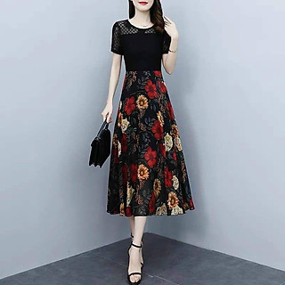 HÀNG NHẬP - ĐẦM XÒE REN CHÂN VÁY VOAN HOA