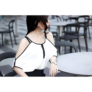 Aó thời trang rớt vai tay dơi đen