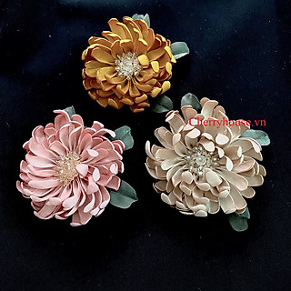 Hoa cài áo - Ghim tag cài áo Hoa cúc 3D Vải gấm cao cấp