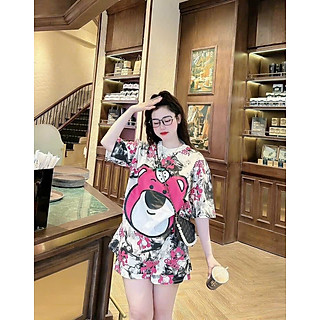 Đồ ngủ, đồ nữ, đồ mặc nhà, đồ bộ, đồ ngủ dễ thương, đồ bộ mặc nhà, bộ đồ ngủ, set bộ mặc nhà, đồ bộ mặc nhà, đồ ngủ nữ, đồ mặc ở nhà Quảng Châu, họa tiết hoạt hình GẤU DÂU