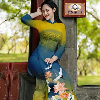 Vải áo dài hoa sen phối hoạ tiết trống đồng