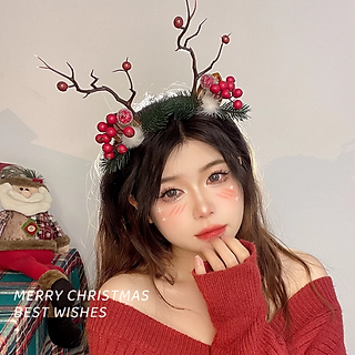 Cài tóc giáng sinh bờm tóc, băng đô giáng sinh, dồ noel tai gấu mùa đông