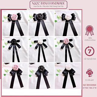 Tag nơ cài áo hoa trà (ghim cài cao cấp không gỉ)