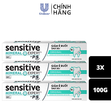 Mua Bộ 3 Hộp Kem Đánh Răng P/S Giảm Ê Buốt Sau 30 Giây Sensitive Mineral Expert Original Với Tác Động Từ Khoáng 100G tại Tiki Trading