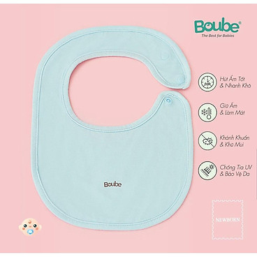 Mua Khăn yếm tròn đeo cổ có cúc bấm cho em bé sơ sinh, trẻ nhỏ Boube nhiều màu, vải sợi tre Bamboo thông minh, thoải mái - Xanh tại Boube Official